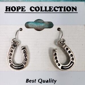 Hope Collection Horseshoe Dangle Earrings Silver Tone Women Lucky Charm Jewelry